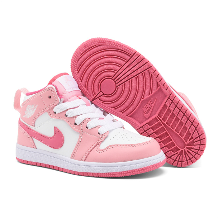 Youth Running Weapon Air Jordan 1 Pink/White Shoes 0114